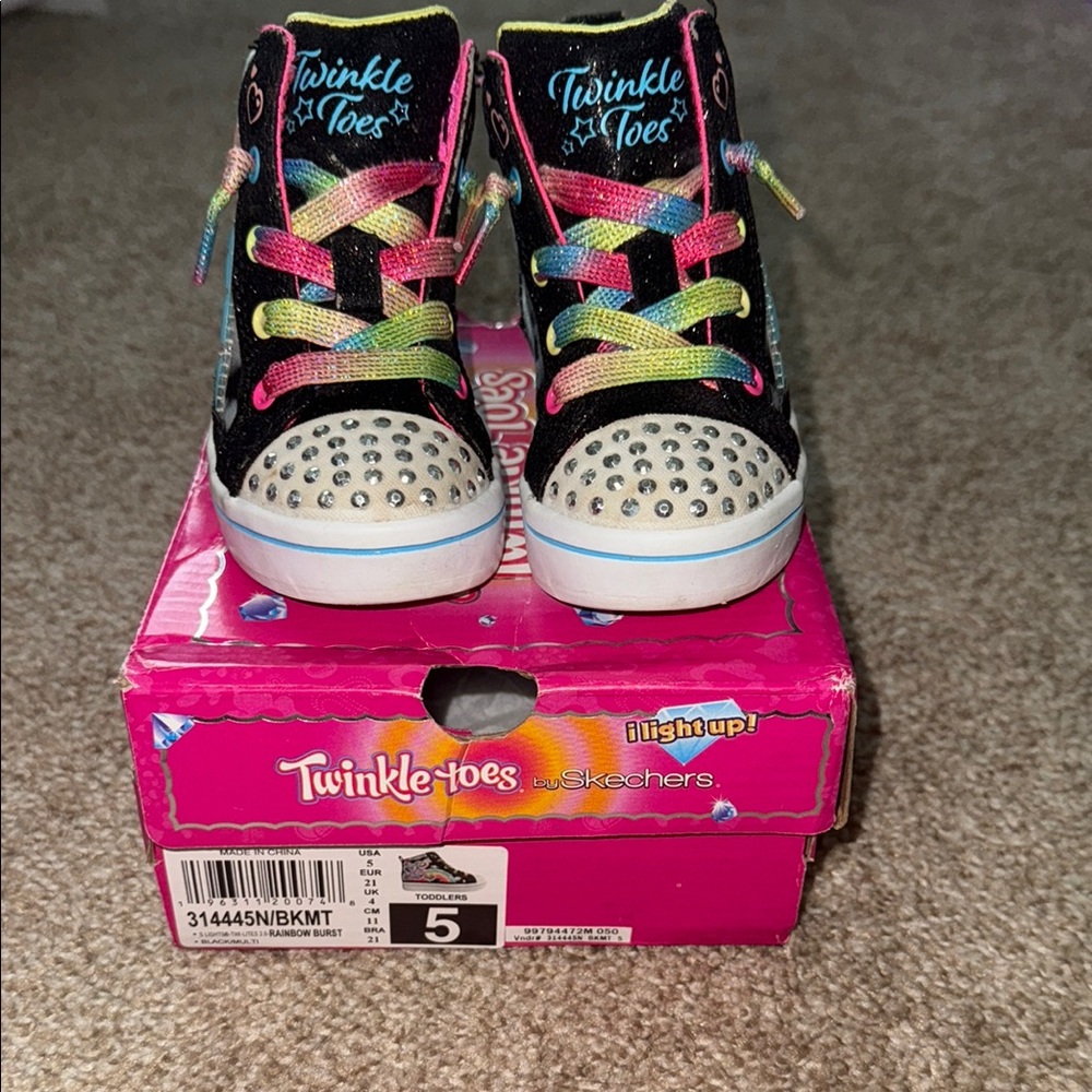 Skechers Twinkle Toes Black Multicolor Sneakers